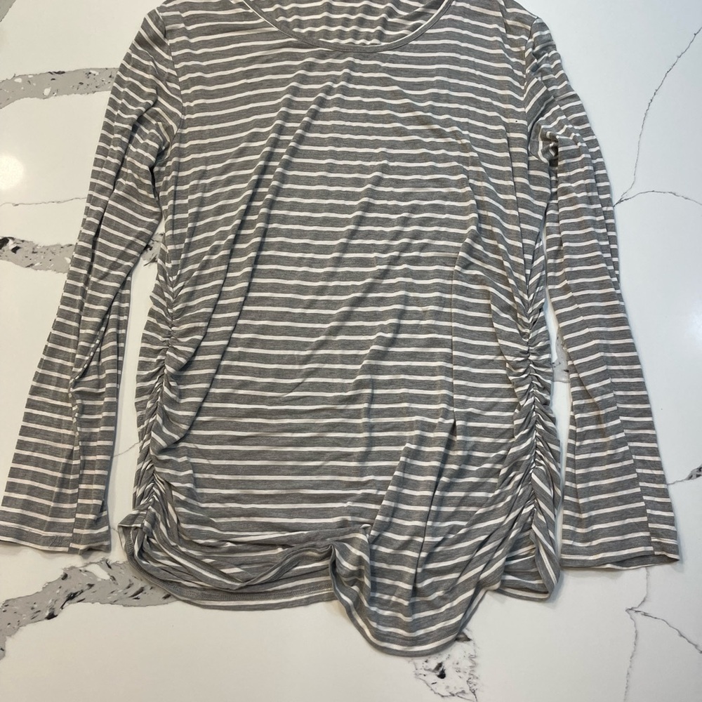 Maternity Striped Gray Long Sleeve Top